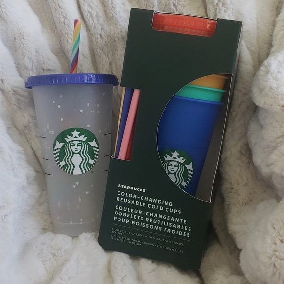 Starbucks Other - 1 set of color changing cups and 1 confetti cup
